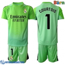 Fotballdrakt Barn Real Madrid Thibaut Courtois #1 Keeper Bortedraktsett 2025-26 Kortermet (+ Korte bukser)
